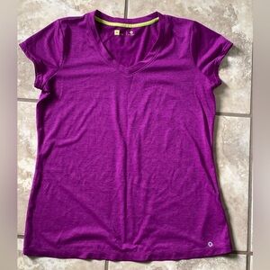 Xersion Purple V Neck Workout Top T-shirt Short Sleeves